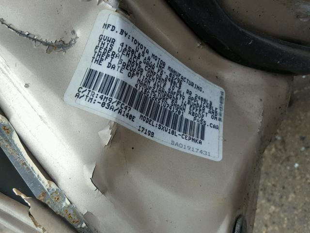 4T1BG12K5TU741701 - 1996 TOYOTA CAMRY DX GOLD photo 10