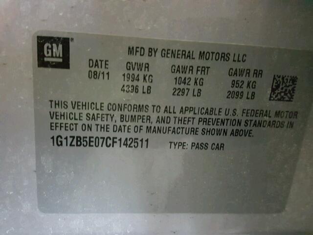 1G1ZB5E07CF142511 - 2012 CHEVROLET MALIBU LS GRAY photo 10