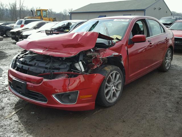 3FAHP0HA6BR333968 - 2011 FORD FUSION SE RED photo 2