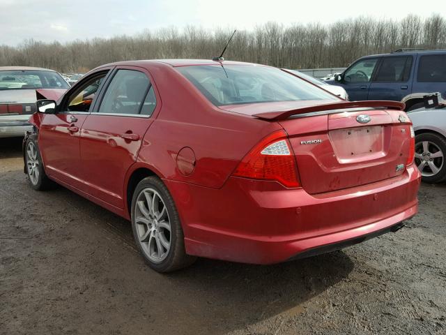 3FAHP0HA6BR333968 - 2011 FORD FUSION SE RED photo 3