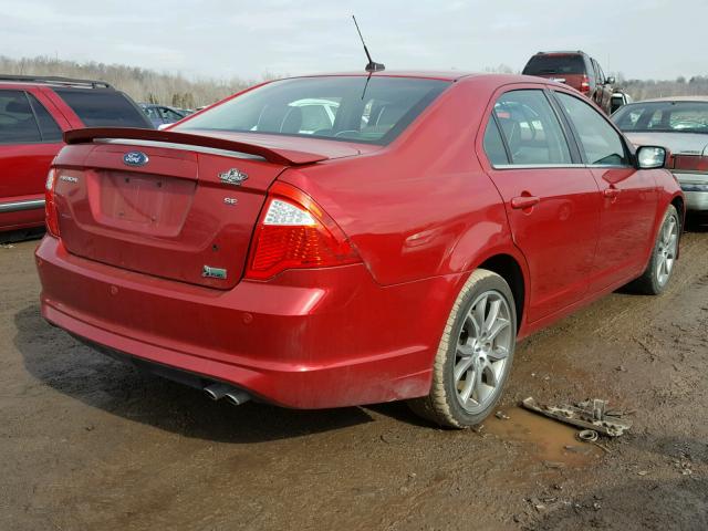 3FAHP0HA6BR333968 - 2011 FORD FUSION SE RED photo 4