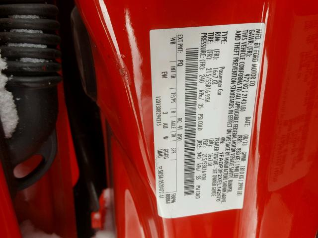 1FADP3F2XEL142570 - 2014 FORD FOCUS SE RED photo 10