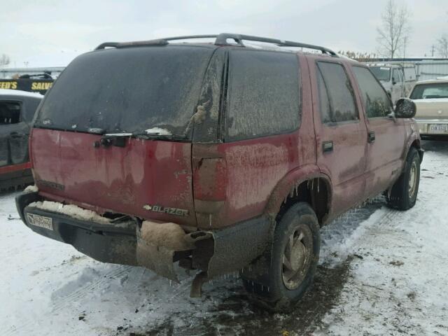 1GNDT13W8T2263514 - 1996 CHEVROLET BLAZER MAROON photo 4