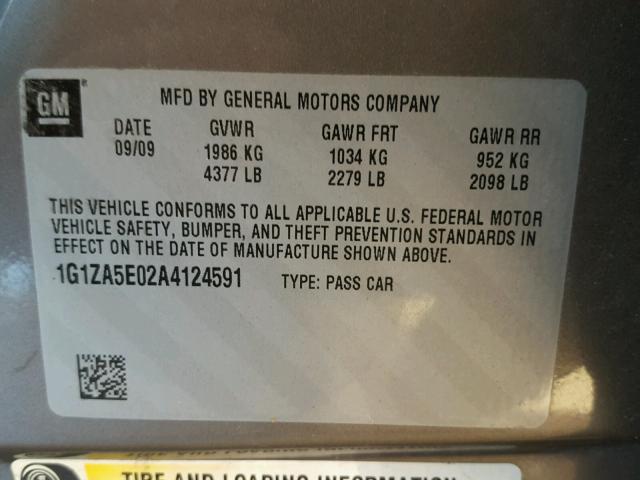 1G1ZA5E02A4124591 - 2010 CHEVROLET MALIBU LS BROWN photo 10