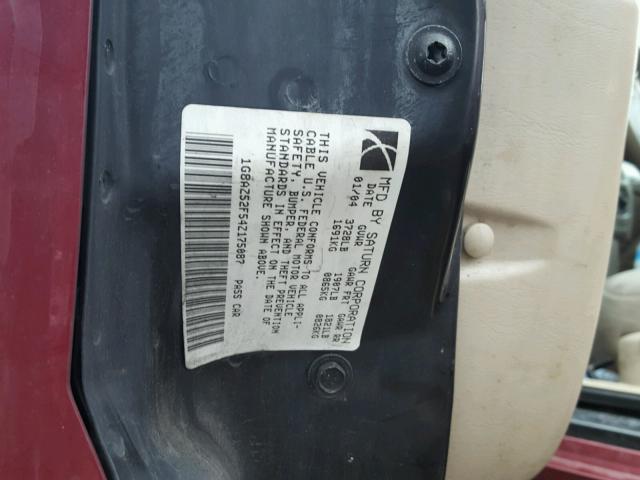 1G8AZ52F54Z175087 - 2004 SATURN ION LEVEL RED photo 10