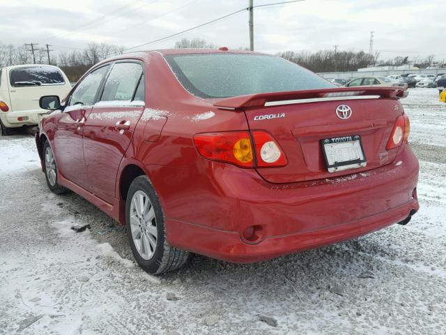 1NXBU40E29Z149138 - 2009 TOYOTA COROLLA BA RED photo 3