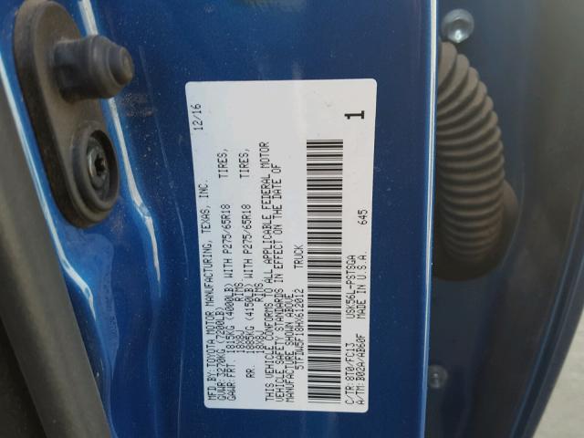 5TFDW5F18HX612012 - 2017 TOYOTA TUNDRA CRE BLUE photo 10