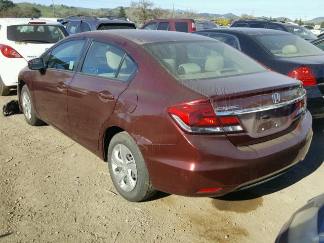 19XFB2F57EE239823 - 2014 HONDA CIVIC LX BURGUNDY photo 3