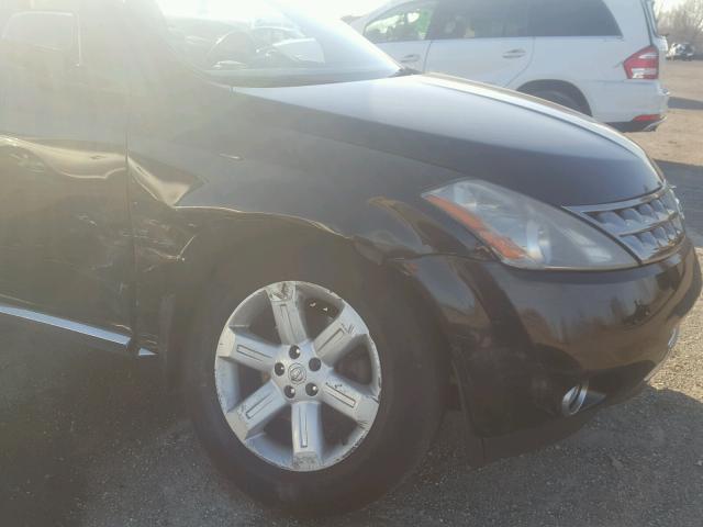 JN8AZ08W07W661591 - 2007 NISSAN MURANO SL BLACK photo 9