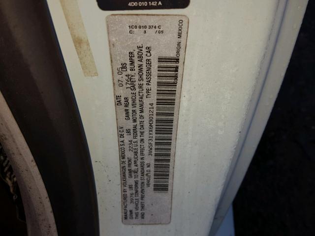 3VWSF31YX6M301214 - 2006 VOLKSWAGEN NEW BEETLE 蓝色 照片 10