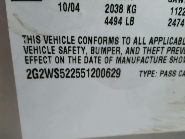 2G2WS522551200629 - 2005 PONTIAC GRAND PRIX Gümüş foto 10