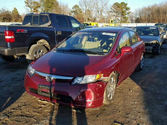 1HGFA16588L039561 - 2008 HONDA CIVIC LX RED photo 2