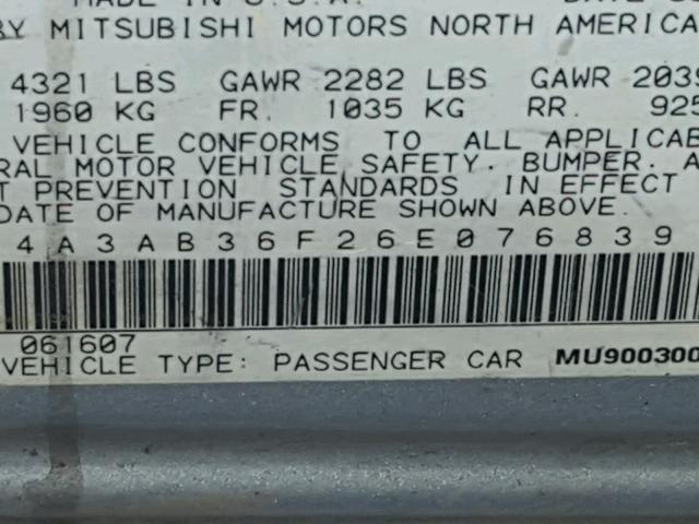 4A3AB36F26E076839 - 2006 MITSUBISHI GALANT ES SILVER photo 10