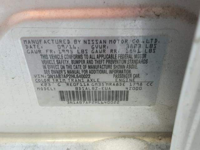 3N1AB7AP2HL640022 - 2017 NISSAN SENTRA S GRAY photo 10