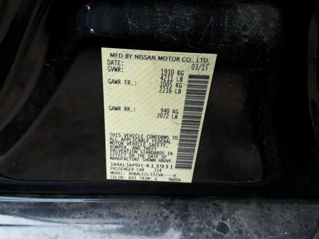 1N4AL3AP9FC413931 - 2015 NISSAN ALTIMA 2.5 BLACK photo 10