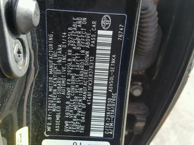 4T4BF1FK3ER376313 - 2014 TOYOTA CAMRY L BLACK photo 10