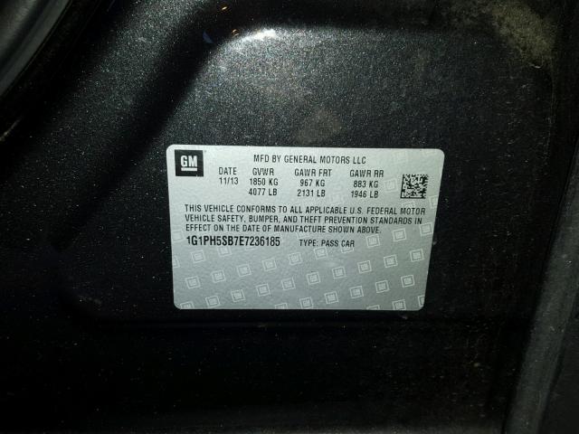 1G1PH5SB7E7236185 - 2014 CHEVROLET CRUZE ECO CHARCOAL photo 10