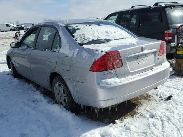 1HGES16622L006869 - 2002 HONDA CIVIC LX SILVER photo 3