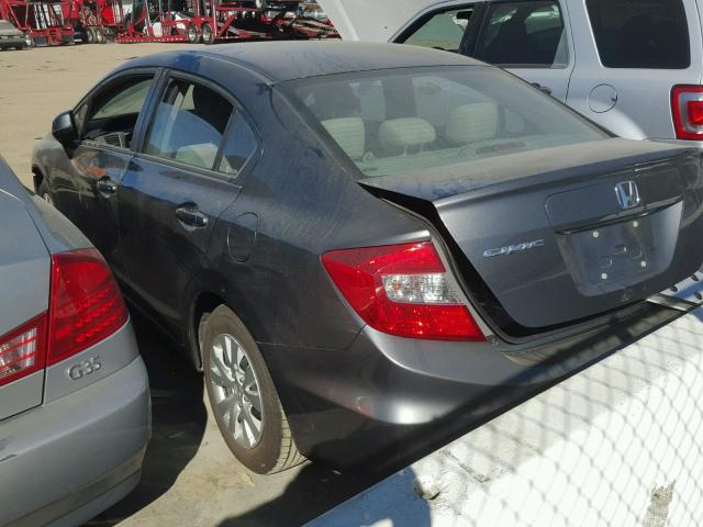 2HGFB2F54CH324699 - 2012 HONDA CIVIC LX GRAY photo 3