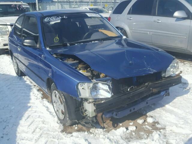 KMHCF35G0YU055518 - 2000 HYUNDAI ACCENT L BLUE photo 1