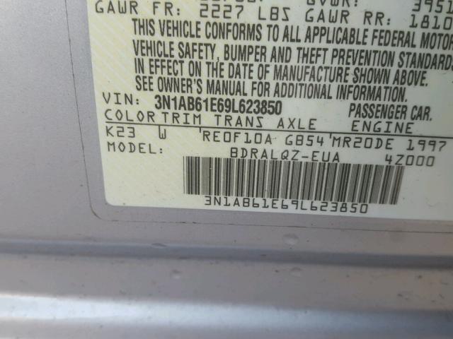 3N1AB61E69L623850 - 2009 NISSAN SENTRA 2.0 SILVER photo 10