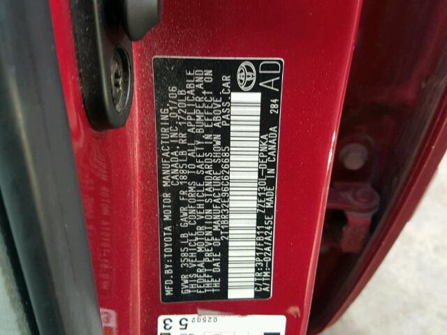 2T1BR32E96C626685 - 2006 TOYOTA COROLLA CE RED photo 10