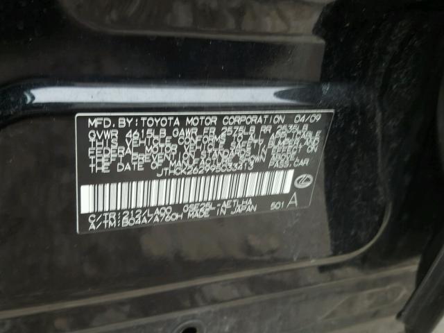 JTHCK262995033413 - 2009 LEXUS IS 250 BLACK photo 10