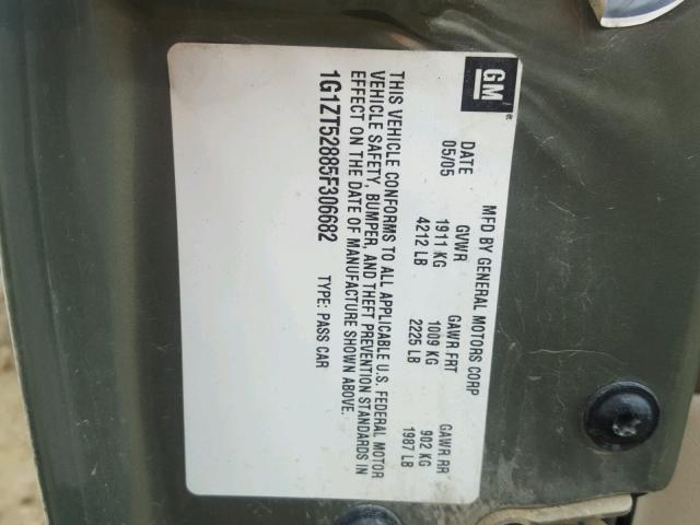 1G1ZT52885F306682 - 2005 CHEVROLET MALIBU LS 绿色 照片 10