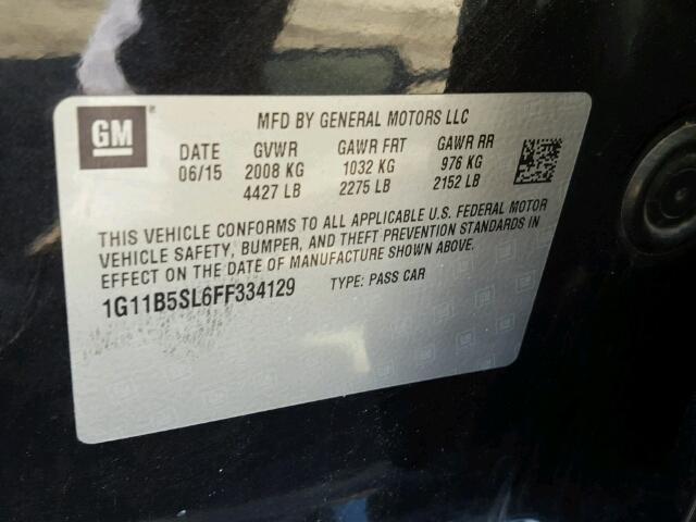 1G11B5SL6FF334129 - 2015 CHEVROLET MALIBU LS შავი ფოტო 10