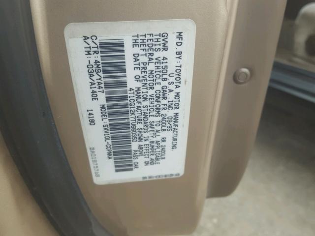 4T1CG12K7TU660350 - 1996 TOYOTA CAMRY DX GOLD photo 10