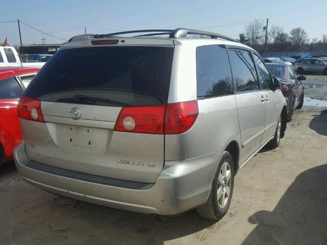 5TDZK23C97S031564 - 2007 TOYOTA SIENNA CE SILVER photo 4