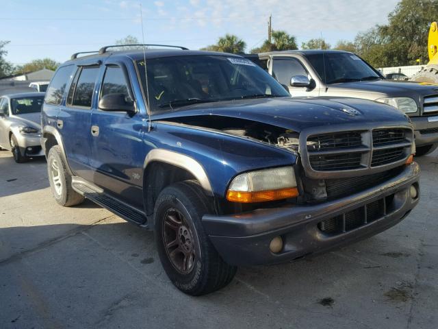 1B4HS38N22F159601 - 2002 DODGE DURANGO SP BLUE photo 1