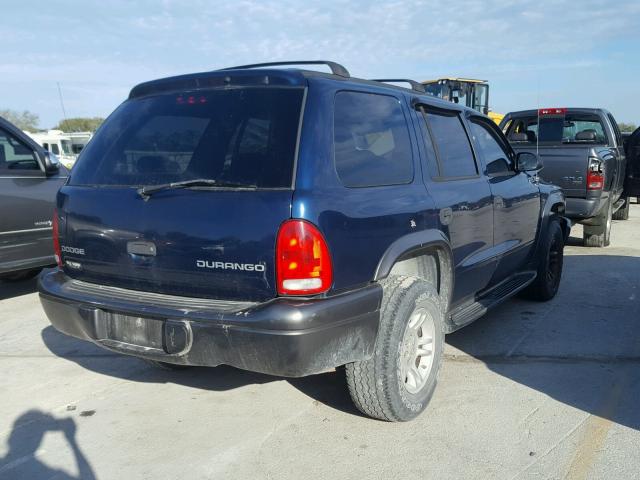 1B4HS38N22F159601 - 2002 DODGE DURANGO SP BLUE photo 4