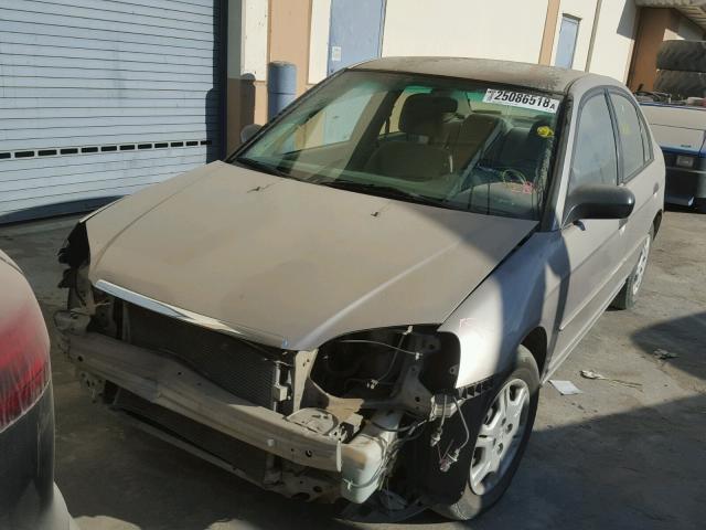 1HGES16511L018419 - 2001 HONDA CIVIC LX GOLD photo 2