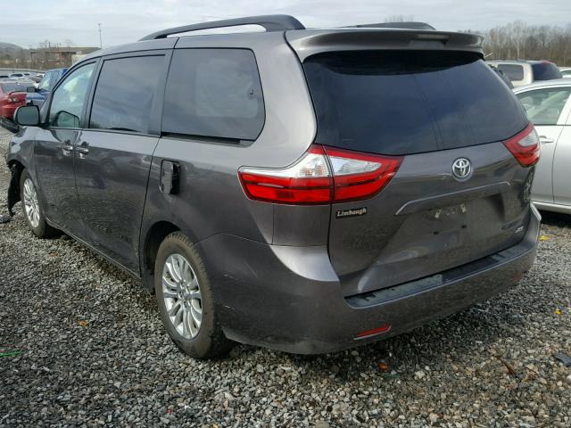 5TDYK3DCXGS712770 - 2016 TOYOTA SIENNA XLE GRAY photo 3