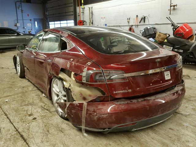 5YJSA1DN1CFS00019 - 2012 TESLA MODEL S RED photo 3