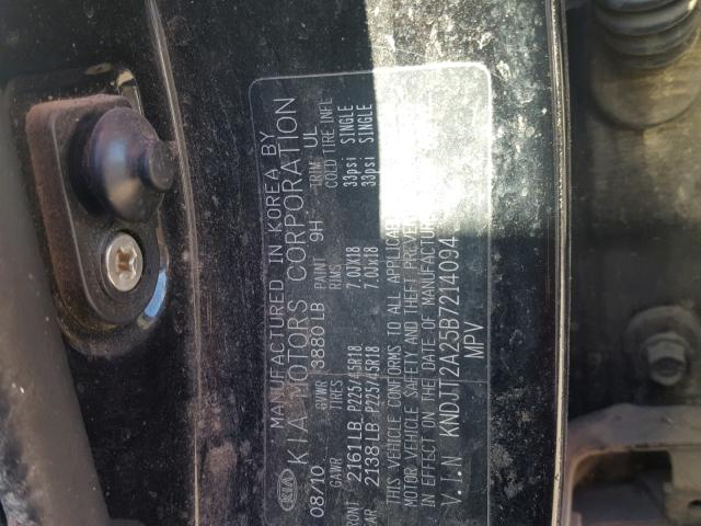 KNDJT2A25B7214094 - 2011 KIA SOUL + BLACK photo 10