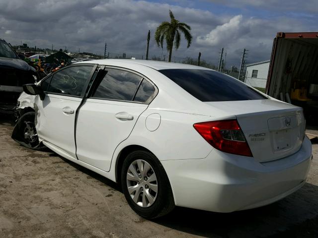 19XFB2F54CE061057 - 2012 HONDA CIVIC LX WHITE photo 3