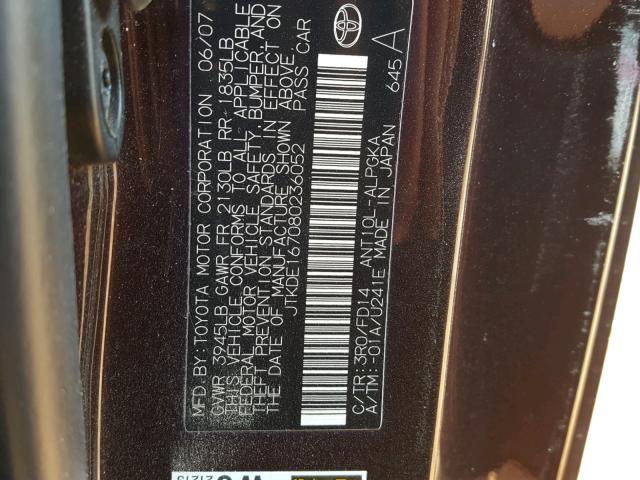 JTKDE167080236052 - 2008 TOYOTA SCION TC 红色 照片 10