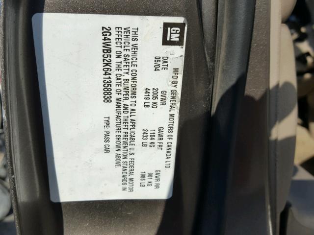2G4WB52K641358838 - 2004 BUICK REGAL LS 灰色 照片 10