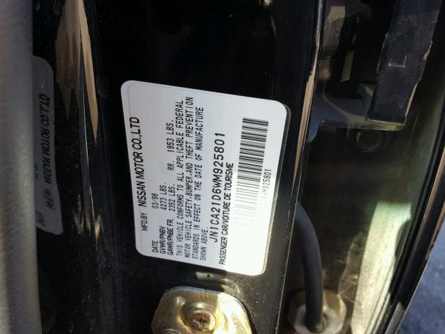 JN1CA21D6WM925801 - 1998 NISSAN MAXIMA GLE BLACK photo 10