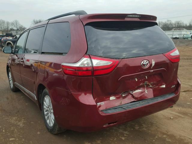 5TDYK3DC0FS600655 - 2015 TOYOTA SIENNA XLE RED photo 3