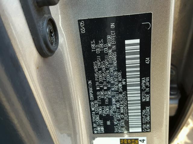 JTLKT324750215775 - 2005 TOYOTA SCION XB 银色 照片 10