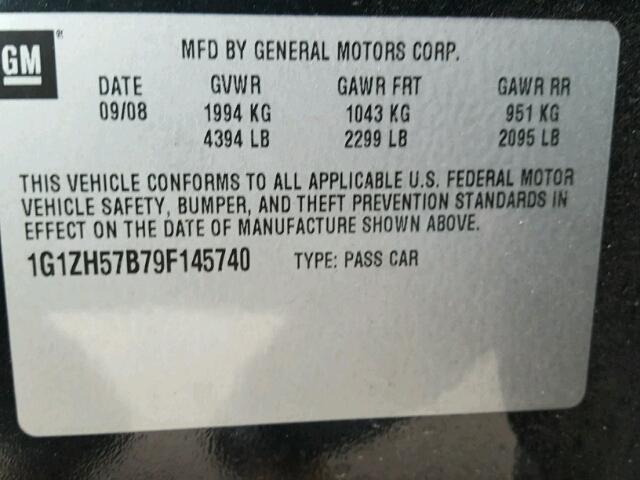 1G1ZH57B79F145740 - 2009 CHEVROLET MALIBU 1LT 黑色 照片 10