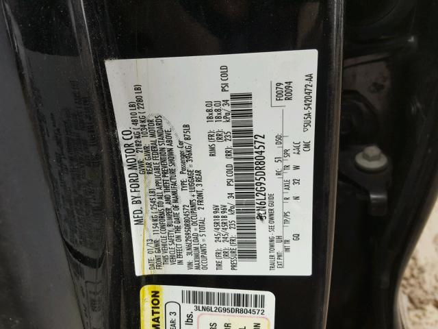 3LN6L2G95DR804572 - 2013 LINCOLN MKZ BLACK photo 10