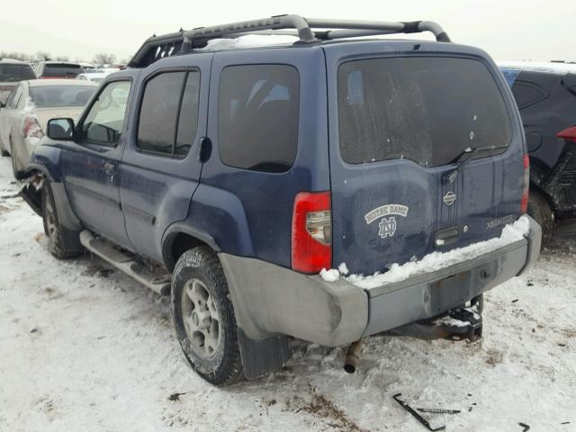 5N1ED28Y31C508989 - 2001 NISSAN XTERRA XE BLUE photo 3