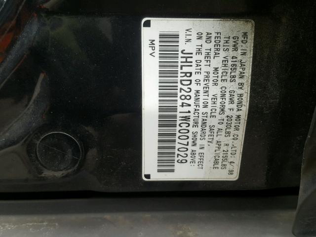 JHLRD2841WC007029 - 1998 HONDA CR-V LX BLACK photo 10