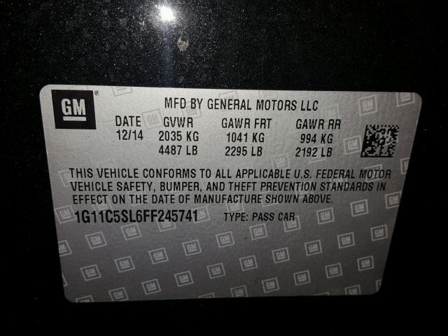 1G11C5SL6FF245741 - 2015 CHEVROLET MALIBU 1LT BLACK photo 10