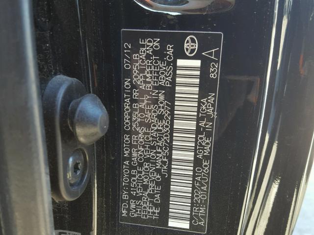 JTKJF5C72D3052977 - 2013 TOYOTA SCION TC 黑色 照片 10