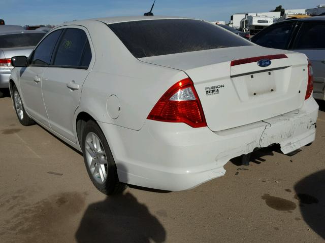 3FAHP0GA3BR155325 - 2011 FORD FUSION S WHITE photo 3